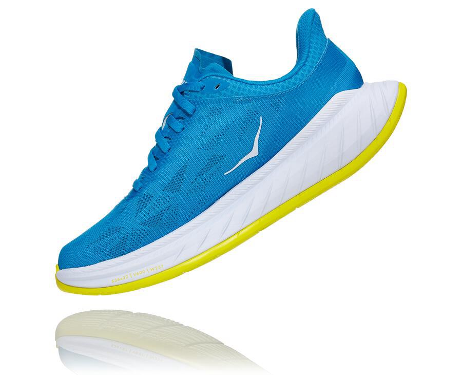 Hoka One One Womens Running Shoes - Carbon X 2 - Blue/White - YWPN63504